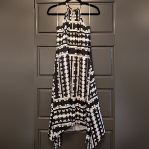 Black and White Geometric Halter Dress